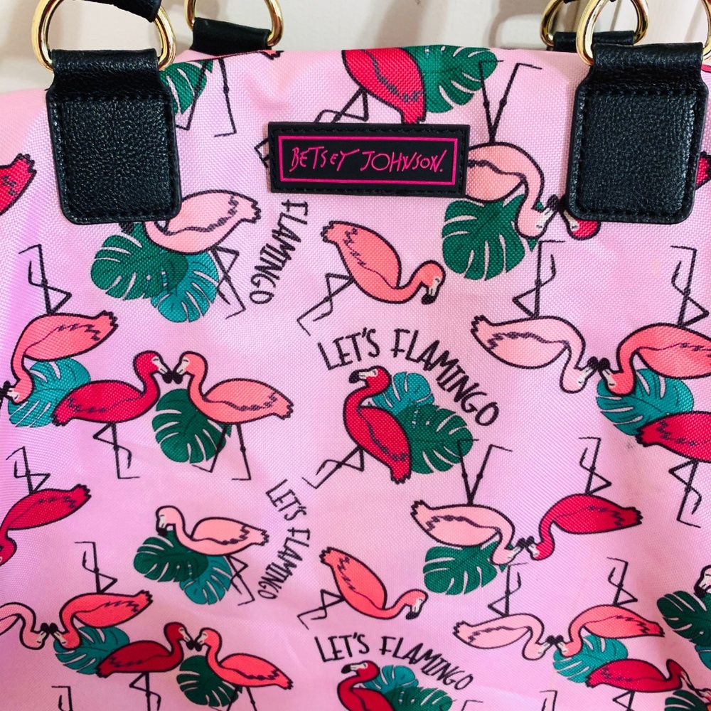 Betsey Johnson Pink Flamingo Luggage Travel Bag - Picture 3 of 6